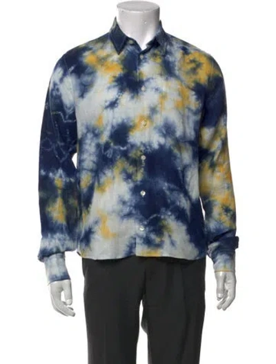 Pre-owned Vilebrequin Linen Tie-dye Print Shirt In Blue