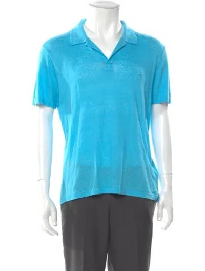 Pre-owned Vilebrequin Linen V-neck Polo Shirt In Blue