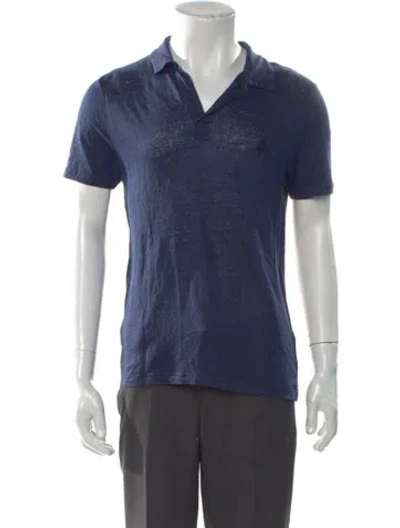 Pre-owned Vilebrequin Linen V-neck Polo Shirt In Blue