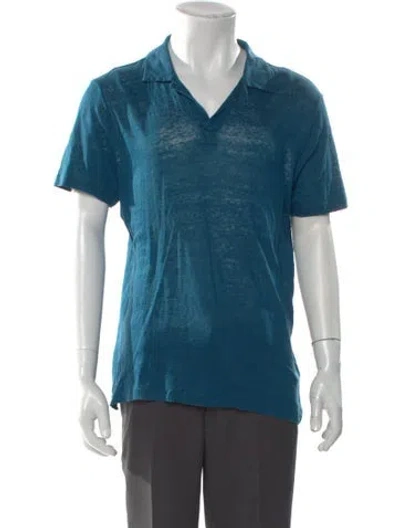 Pre-owned Vilebrequin Linen V-neck Polo Shirt In Blue