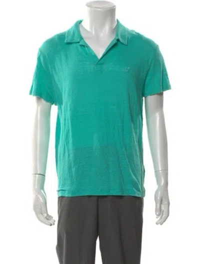 Pre-owned Vilebrequin Linen V-neck Polo Shirt In Blue