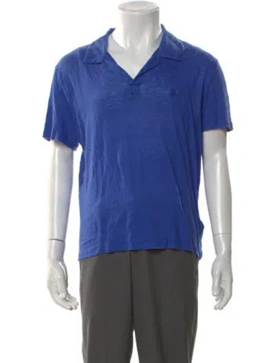 Pre-owned Vilebrequin Linen V-neck Polo Shirt In Blue