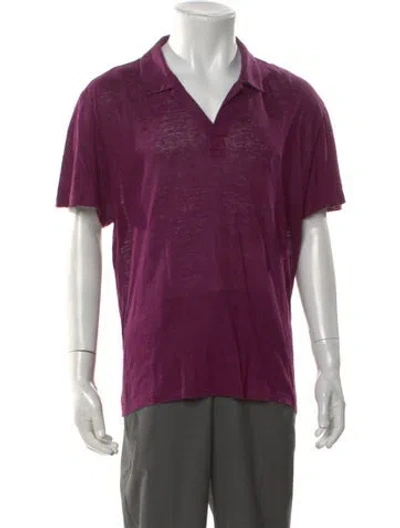 Pre-owned Vilebrequin Linen V-neck Polo Shirt In Purple