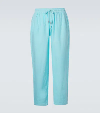 Vilebrequin Linen Wide-leg Pants In Blue
