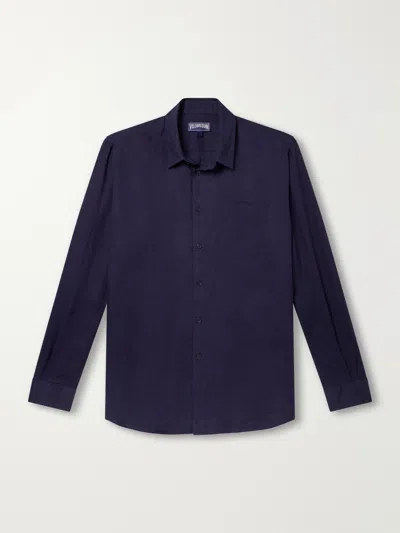 Vilebrequin Linen Woven Shirt In Blue