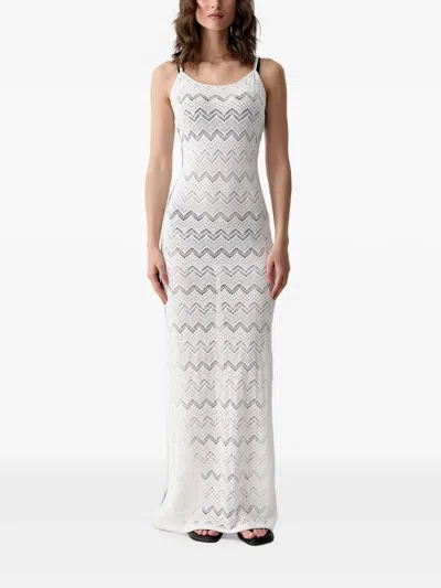 Vilebrequin Lisanna Chevron-knit Side-slit Maxi Dress In White