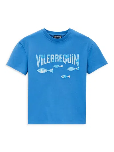 Vilebrequin Little Boy's & Boy's Logo & Fishes Tahiti Turtles T-shirt In Ocean