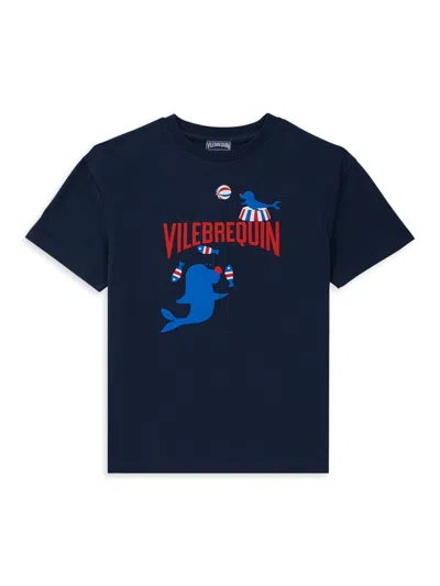 Vilebrequin Little Boy's & Boy's Logo Circus Cotton T-shirt In Blue Marine