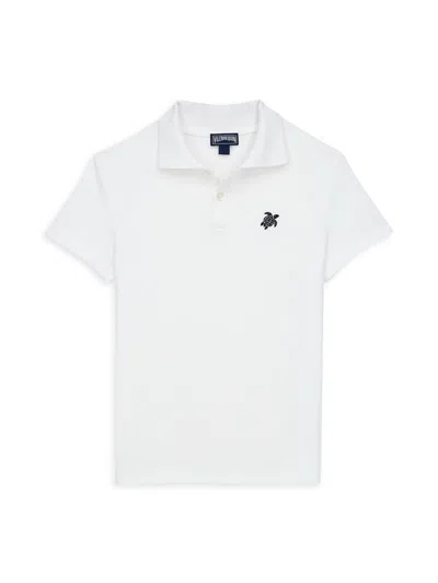Vilebrequin Little Boy's & Boy's Turtle-embroidered Polo Shirt In White