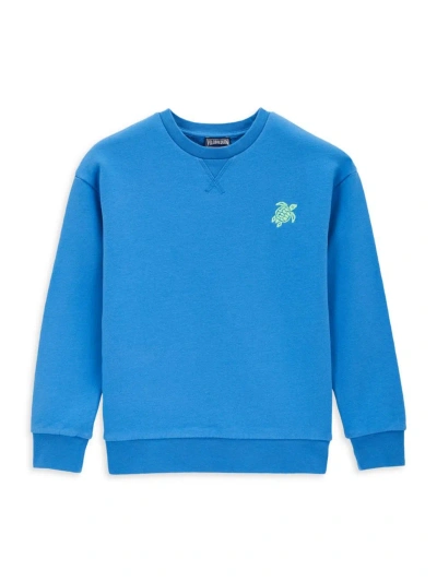 Vilebrequin Little Kid's & Kid's Turtle-embroidered Cotton Crewneck Sweatshirt In Ocean