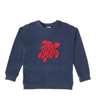 Vilebrequin Kids' Logo Cotton Jersey Sweatshirt In Blue