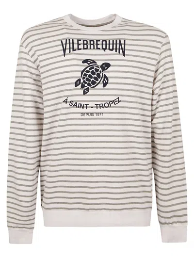 Vilebrequin Crew Neck Logo Print Cotton Sweater In White