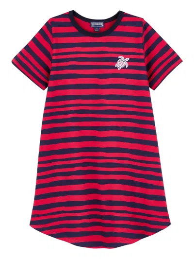 Vilebrequin Kids' Logo-embroidered Dress In Burgundy