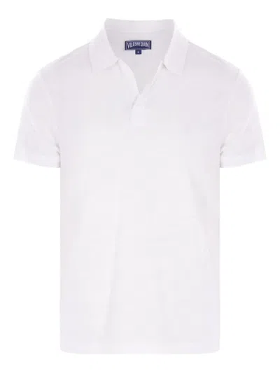 Vilebrequin Open-collar Linen Polo Shirt In White