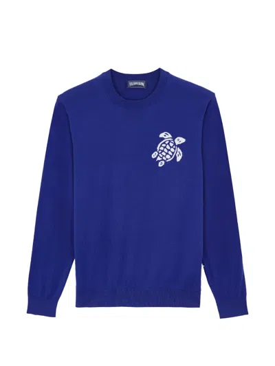 Vilebrequin Logo-jacquard Cotton Sweater In Blue