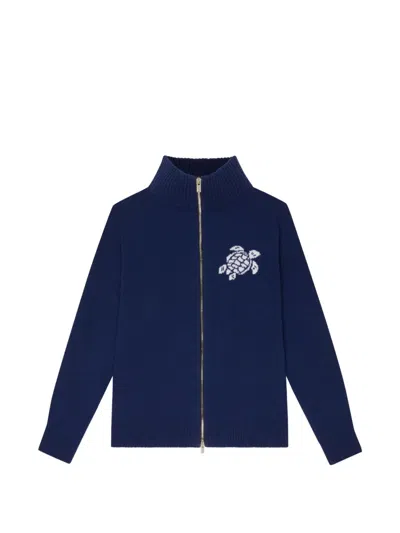 Vilebrequin Logo-jacquard Zip-up Cardigan In Blue