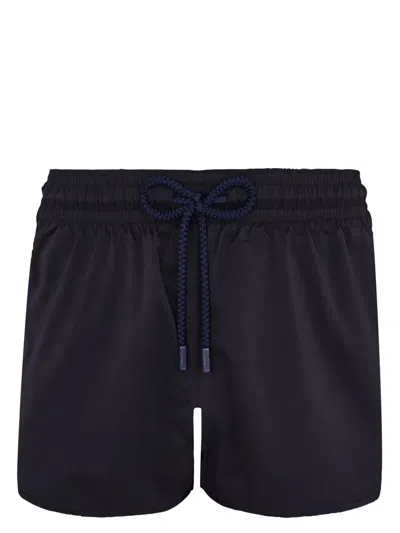 Vilebrequin Logo-patch Drawstring Swim Shorts In Black