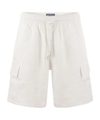 VILEBREQUIN LOGO-PATCH LINEN SHORTS