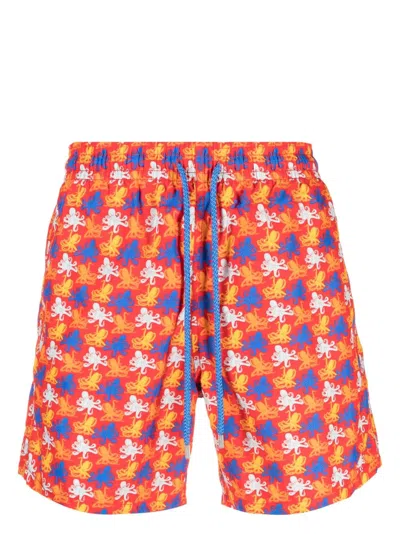 Vilebrequin Logo-patch Swim Shorts In Red