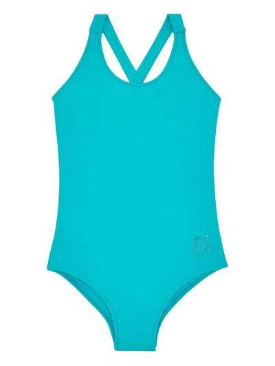 Vilebrequin Kids' Logo-patch Swimsuit In Green