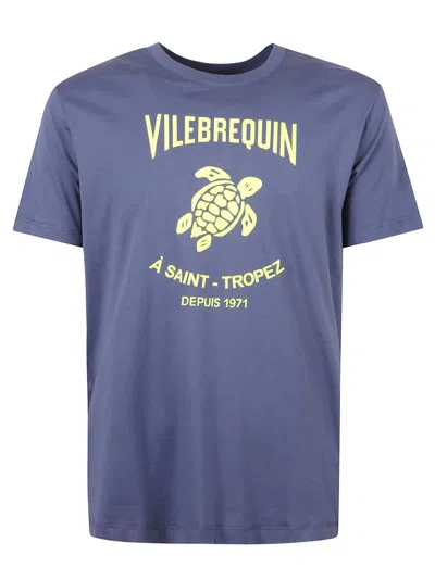 Vilebrequin Logo Print Regular T-shirt In Blue Yatch