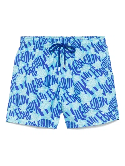 Vilebrequin Printed Recycled Polyamide Swim Shorts In Blue