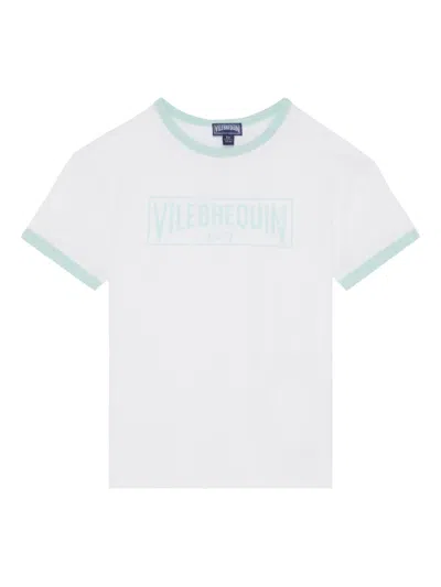 Vilebrequin Kids' Logo-print Trim T-shirt In White