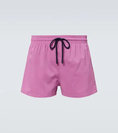 Vilebrequin Logo Swim Trunks In Dahlia Rose