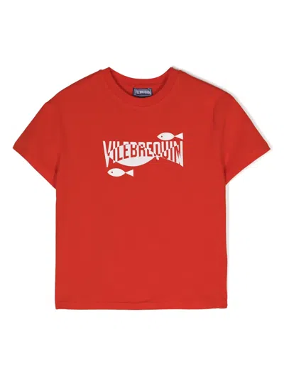 Vilebrequin Kids' Logo-print Cotton T-shirt In Red