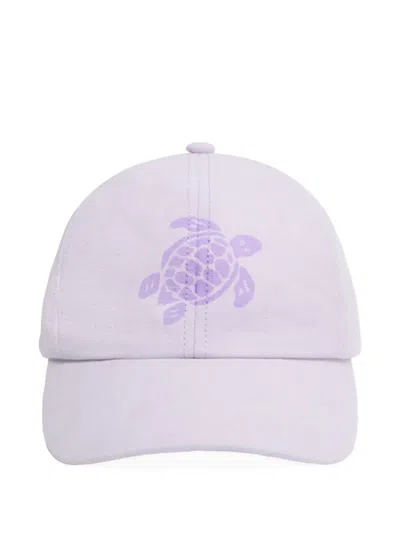 Vilebrequin Logo-print Linen Baseball Cap In Purple