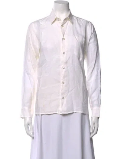 Pre-owned Vilebrequin Long Sleeve Button-up Top In White