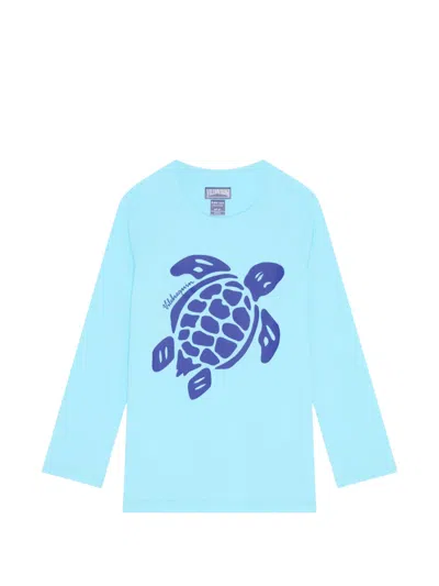 Vilebrequin Kids' Long-sleeve Turtle T-shirt In Blue