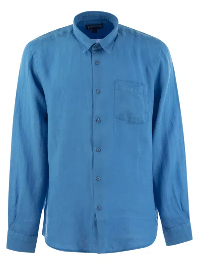 Vilebrequin Long-sleeved Linen Shirt In Bluette