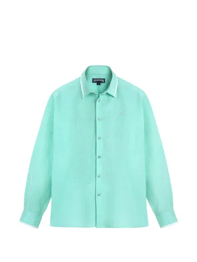 Vilebrequin Long-sleeved Linen Shirt In Green