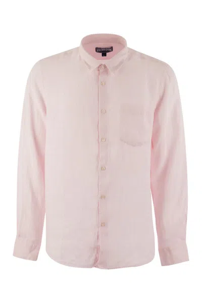 Vilebrequin Long-sleeved Linen Shirt In Pink