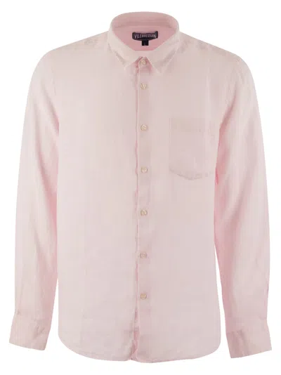 Vilebrequin Long-sleeved Linen Shirt In Pink