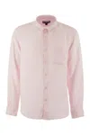 Vilebrequin Caroubis Solid Shirt In Linen In Pink