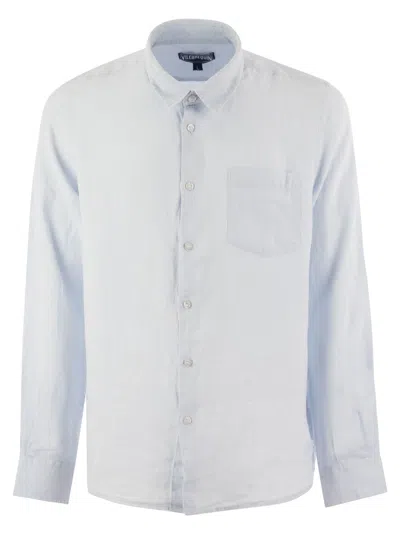Vilebrequin Long-sleeved Linen Shirt In Sky