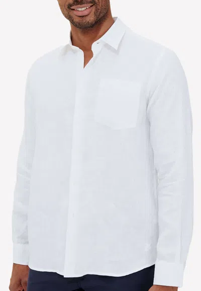 Vilebrequin Long-sleeved Linen Shirt In White