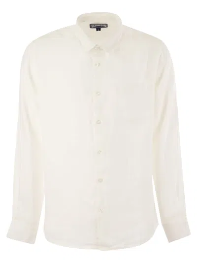 Vilebrequin Long-sleeved Linen Shirt In White