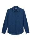 Vilebrequin Long-sleeved Logo-print Shirt In Blue