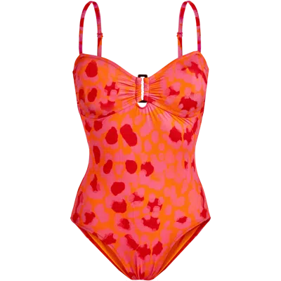 Vilebrequin Lucette Abstract-print Swimsuit In Apricot
