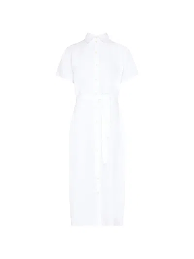 Vilebrequin Luciane Belted Linen Shirt Midi Dress In White
