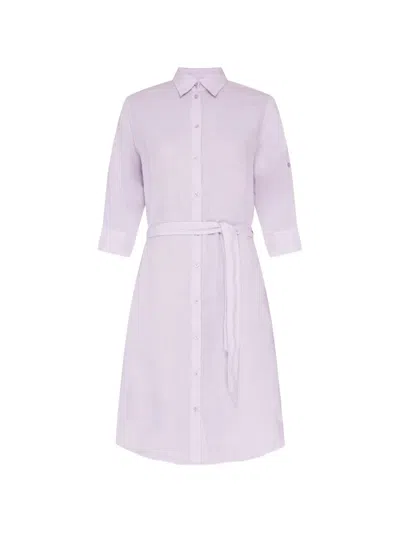 Vilebrequin Ludovie Belted Linen Shirt Midi Dress In Pink
