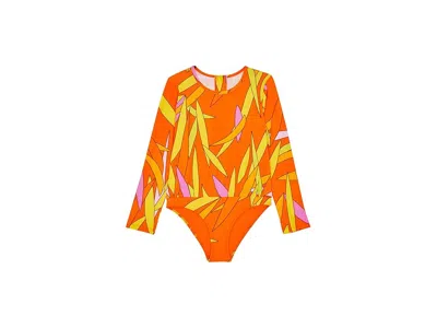 Vilebrequin Madrague Swim Jersey Stretch (little Kid/big Kid) Girl's Swimsuits One Piece Abricot : 8 Years, Elas In Orange