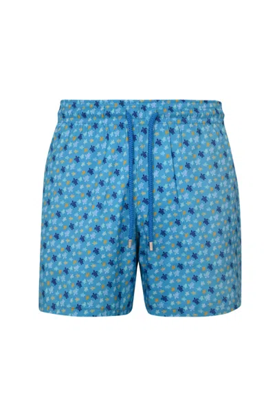 Vilebrequin Foldable Turtle Print Swim Shorts In Bleu Hawai