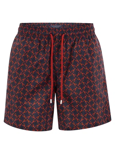 Vilebrequin Mahina Patterned Beach Shorts In Night Blue