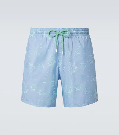 Vilebrequin Men Ultra-light And Packable Swim Shorts Bubbles Turtles 3d In Blue