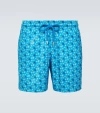 Vilebrequin Foldable Turtle Print Swim Shorts In Blue