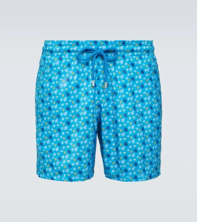Vilebrequin Foldable Turtle Print Swim Shorts In Bleu Hawai